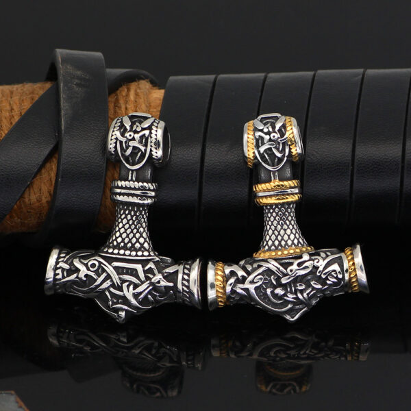 Nordic Vikings Hammer Rune Pendant Necklace Male - Image 9