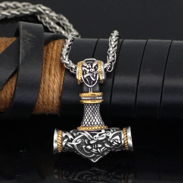 Nordic Vikings Hammer Rune Pendant Necklace Male - Image 7